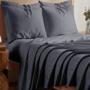 Queen Charcoal Kathy Ireland 1200tc 6 Piece Cotton Rich Damask Stripe Sheet Set