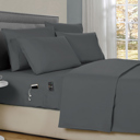 Full/Double Grey Kathy Ireland 6-Piece Smart Sheet Sets w/ Side Pocket