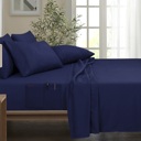 Full/Double Navy Kathy Ireland 6-Piece Smart Sheet Sets w/ Side Pocket