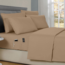 Full/Double Taupe Kathy Ireland 6-Piece Smart Sheet Sets w/ Side Pocket