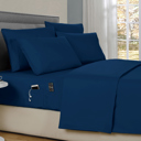 Queen Navy Kathy Ireland 6-Piece Smart Sheet Sets w/ Side Pocket
