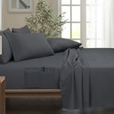 Twin XL Grey Kathy Ireland 6-Piece Smart Sheet Sets w/ Side Pocket