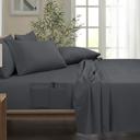 Twin XL Grey Bamboo 6 Piece 1800 Thread Count Smart Pocket Ultra Soft Luxury Sheet Set