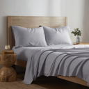 King Light Grey Kathy Ireland Herringbone Twill 4 Piece Cotton Rich Sheet Set