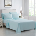 Twin XL Light Blue Kathy Ireland 6 Piece Brushed Microfiber Sheet Set