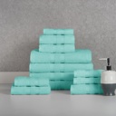 12-piece Solid Aqua Bibb Home 12 Piece Egyptian Cotton Towel Set