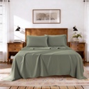 California King Sage Kathy ireland Lyocell & Linen Blend 4-Piece Sheet Set