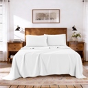 Queen White Kathy ireland Lyocell & Linen Blend 4-Piece Sheet Set