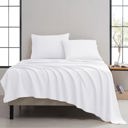 Queen White Kathy Ireland Twill Weave Luxury 4-Piece Sheet Set