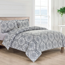 Queen Damask Bibb Home 4 pc Duvet & Down Alternative Comforter Set