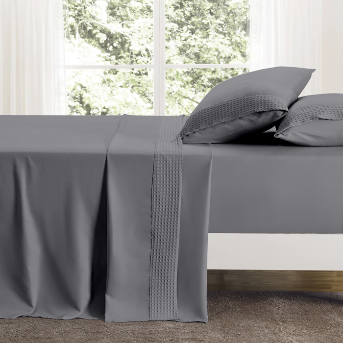 Bamboo 4 Piece 1800 Thread Count luxurious Ultra-soft Waffle Hem Sheet Set
