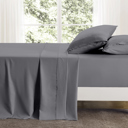 Full/Double Grey Bamboo 4 Piece 1800 Thread Count luxurious Ultra-soft Waffle Hem Sheet Set