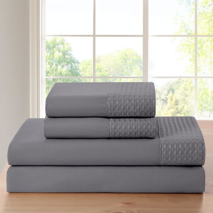 Kathy Ireland 4 Piece Waffle Hem Sheet Set