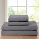 King Grey Kathy Ireland 4 Piece Waffle Hem Sheet Set