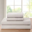 Twin Ivory Kathy Ireland 4 Piece Waffle Hem Sheet Set