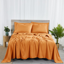 Twin Pumpkin Bibb Home 2000 Count 6-Piece Bamboo Sheet Set with Snug Grip
