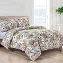Full/Double Taupe Bibb Home 4 Piece Solid Quilt Set with Cushion