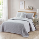 King Silver Bibb Home 4 Piece Solid Quilt Set with Cushion