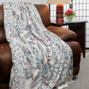 King Isabelle Kathy ireland Holiday Print Plush Flannel Throw Blanket