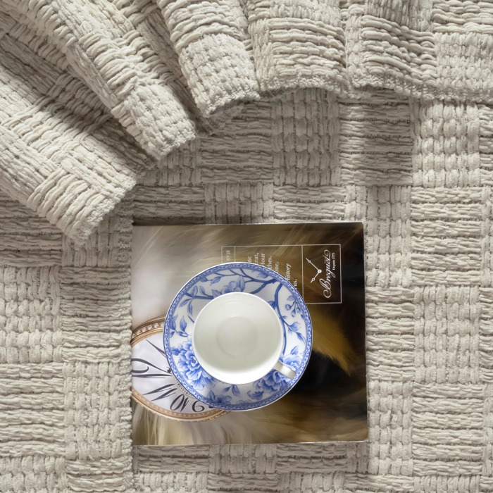 Kathy Ireland Oversized Chenille Polyester Fringed Basket Throw 50? X 70?