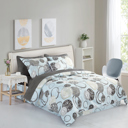 Queen Blue Geo Bibb Home 8 Piece Comforter Set with Decorative Pillows