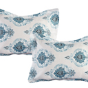 Queen Blue Paisley Bibb Home 8 Piece Comforter Set with Decorative Pillows