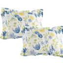 Queen Green Blue Floral Bibb Home 8 Piece Comforter Set with Decorative Pillows