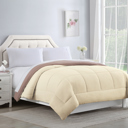 Full/Double Ivory/Taupe Bibb Home 2-Tone Reversible Down Alternative Comforter