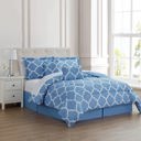 Queen Sky Blue Kathy Ireland 6 Piece Trellis Oversized Comforter Set