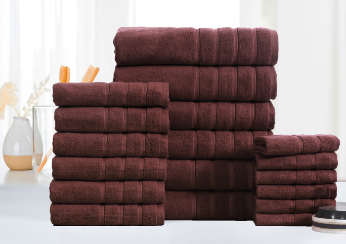 Bibb Home 18 Piece Zero Twist Egyptian Cotton Towel Set