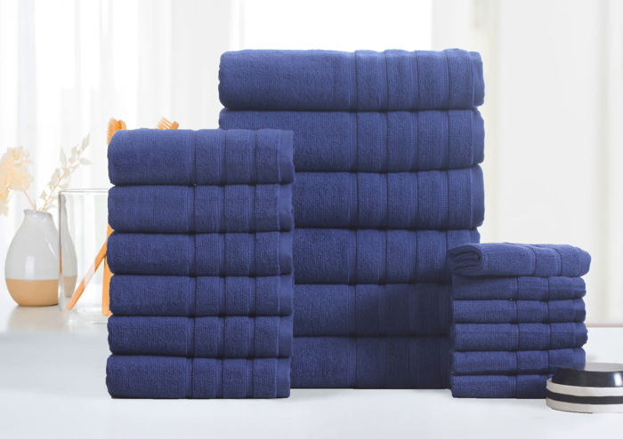 Bibb Home 18 Piece Zero Twist Egyptian Cotton Towel Set