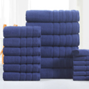 8-piece Dark Blue Bibb Home 18 Piece Zero Twist Egyptian Cotton Towel Set