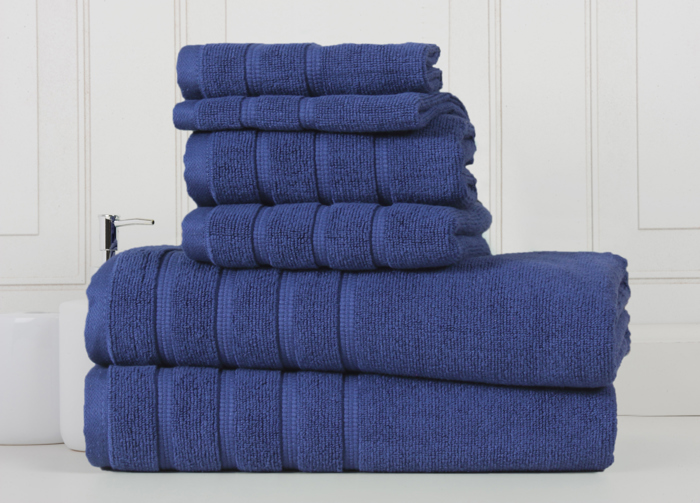 Bibb Home 6-Piece Zero Twist Egyptian Cotton Towel Set