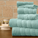 6-piece Popcorn Aqua Bibb Home 6 Piece Egyptian Cotton Towel Set