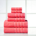 6-piece Popcorn Coral Bibb Home 6 Piece Egyptian Cotton Towel Set