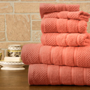 6-piece Popcorn Coral Bibb Home 6 Piece Egyptian Cotton Towel Set