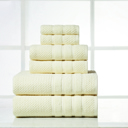 6-piece Popcorn Ivory Bibb Home 6 Piece Egyptian Cotton Towel Set