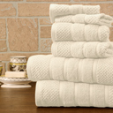 6-piece Popcorn Ivory Bibb Home 6 Piece Egyptian Cotton Towel Set
