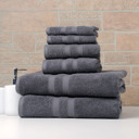 6-piece Solid Charcoal Bibb Home 6 Piece Egyptian Cotton Towel Set