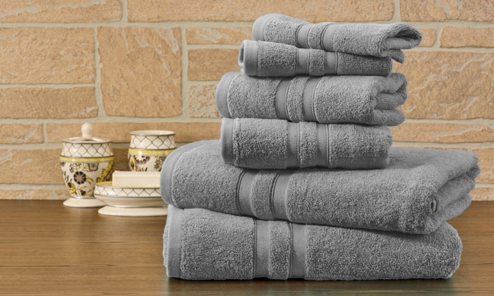 Bibb Home 6 Piece Egyptian Cotton Towel Set