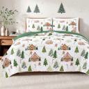 Twin Gingerbread Village Dan River 3 Piece Christmas Print Pinsonic Quilt Sets