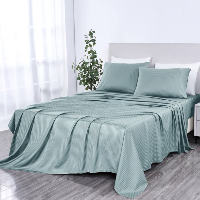 Bibb Home 1000 Thread Count Egyptian Cotton Damask Stripe Sheet Set