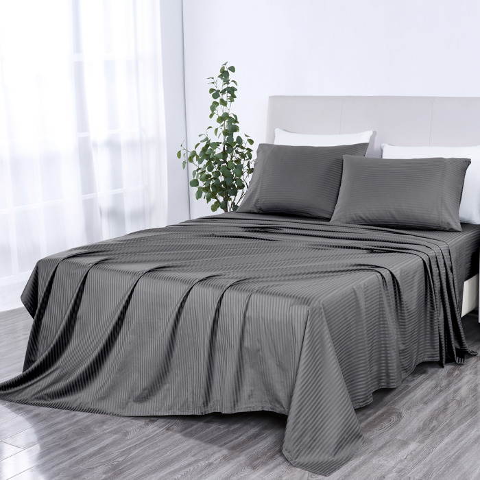 Bibb Home 1000 Thread Count Egyptian Cotton Damask Stripe Sheet Set