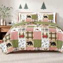 Twin Woodland Chirstmas Dan River 3 Piece Christmas Print Pinsonic Quilt Sets