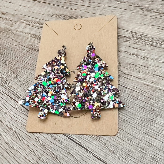 Amy Jewel Tone Handmade Glitter Christmas Tree Earrings