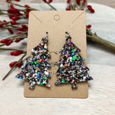  Amy Jewel Tone Handmade Glitter Christmas Tree Earrings