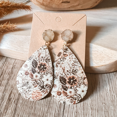 Darla Handmade Floral Druzy Teardrop Earrings