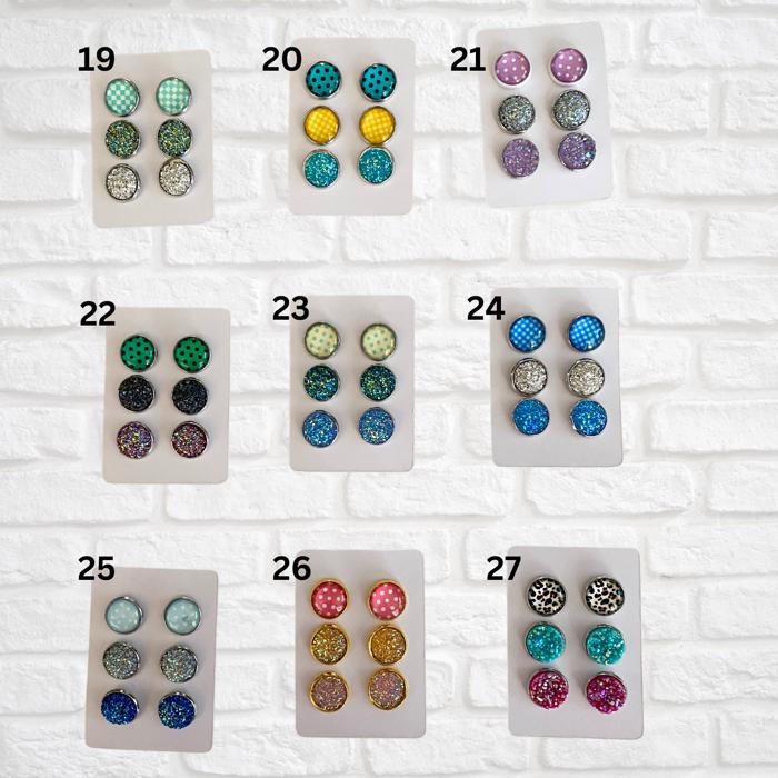 Druzy/Cabochon 12mm 3pk Earrings