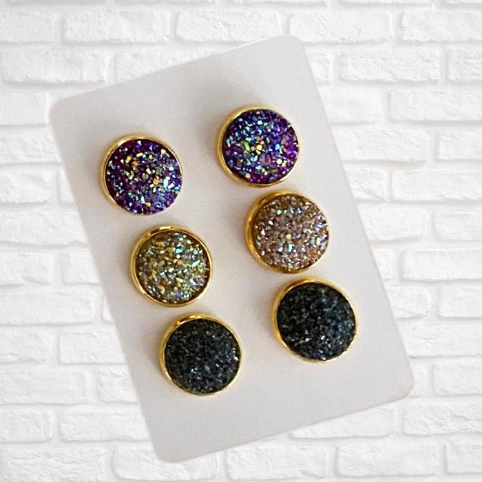 Druzy/Cabochon 12mm 3pk Earrings