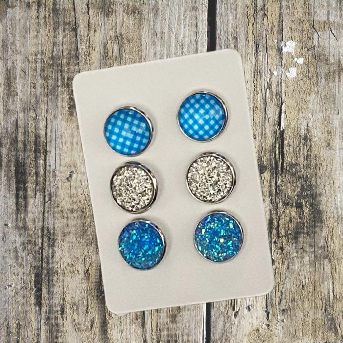 Druzy/Cabochon 12mm 3pk Earrings